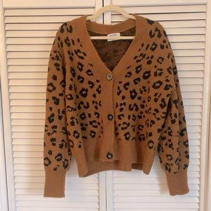 Leopard Cropped Grandpa Cardigan